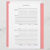 1ページあたり4 – ピンクの両面レシピページ (正面/裏面)