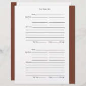 1ページあたり4 – 茶色の両面レシピページ (正面/裏面)