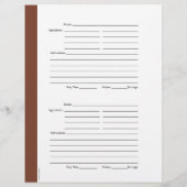 1ページあたり4 – 茶色の両面レシピページ (裏面)