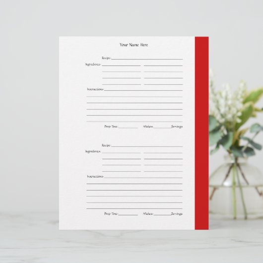 1ページあたり4 – 赤い両面レシピページ (スタンド正面)