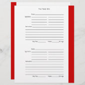 1ページあたり4 – 赤い両面レシピページ (正面/裏面)