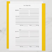 1ページあたり4 – 黄色の両面レシピページ (正面/裏面)