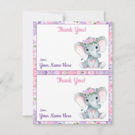 1ページに2つサンキューカードゾウ紫ピンク 招待状