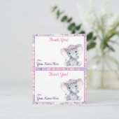 1ページに2つサンキューカードゾウ紫ピンク 招待状 (スタンド正面)