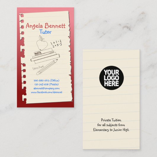 1ページのドードルターターレッドビジネスカード 名刺 (正面/裏面)