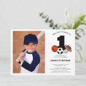 1ボールスポーツテーマの男の子の1歳誕生日 招待状 (スタンド正面)