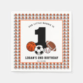 1ボールスポーツテーマ少年の誕生日 スタンダードカクテルナプキン (正面)