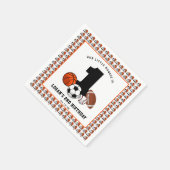 1ボールスポーツテーマ少年の誕生日 スタンダードカクテルナプキン (角)