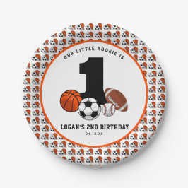 1ボールスポーツテーマ少年の誕生日 ペーパープレート
