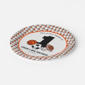 1ボールスポーツテーマ少年の誕生日 ペーパープレート (アングル)