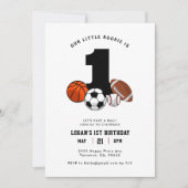 1ボールスポーツテーマ少年の誕生日 招待状 (正面)