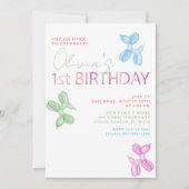 1ポップ・アートの歳を超える誕生日気球招待状 招待状 (正面)