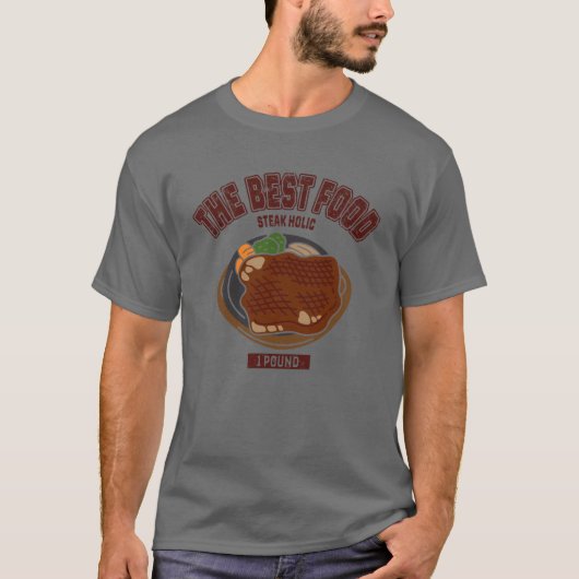 1ポンドステーキ （カレッジ風イラスト） Tシャツ (正面)