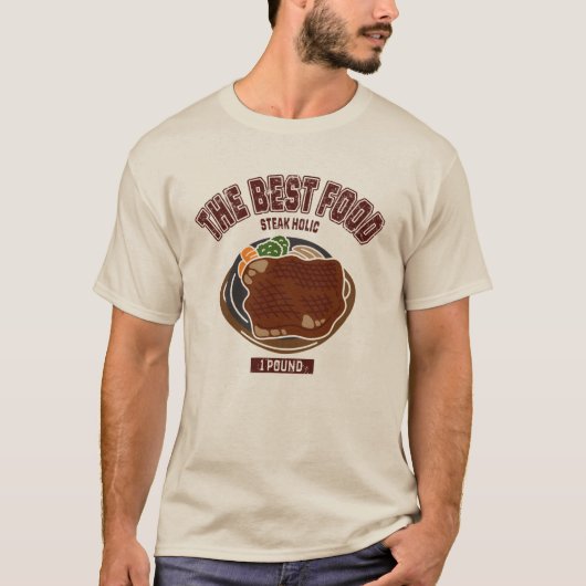 1ポンドステーキ (カレッジ風イラスト) Tシャツ (正面)