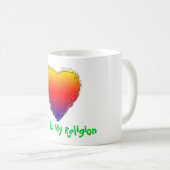 1マグの感動的なはさみ金-愛は私の宗教です コーヒーマグカップ (正面右)