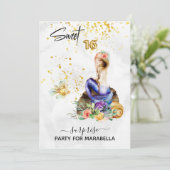 *~* 1マーメイド6SWEET SIXTEENフローラブルー誕生日 招待状 (スタンド正面)
