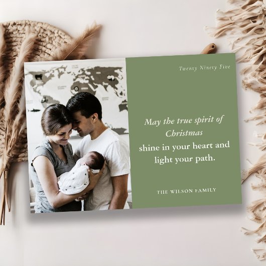 1ミニマル枚のはっきりした写真デュスキーグリーンクリスマススピリット シーズンカード
