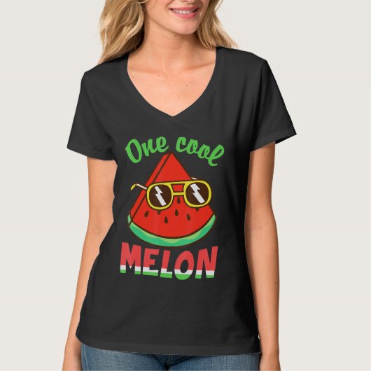1メロカッコいいンサングラススイカ Tシャツ (正面)