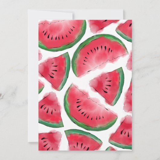 1メロンウォーター色のスイカ1歳 招待状 (裏面)