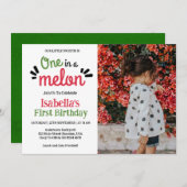 1メロンリトルスウィーティガール1歳の誕生日 招待状 (正面/裏面)