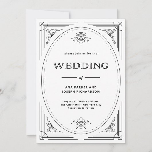 1モダンの内の白黒の結婚10 招待状 (正面)