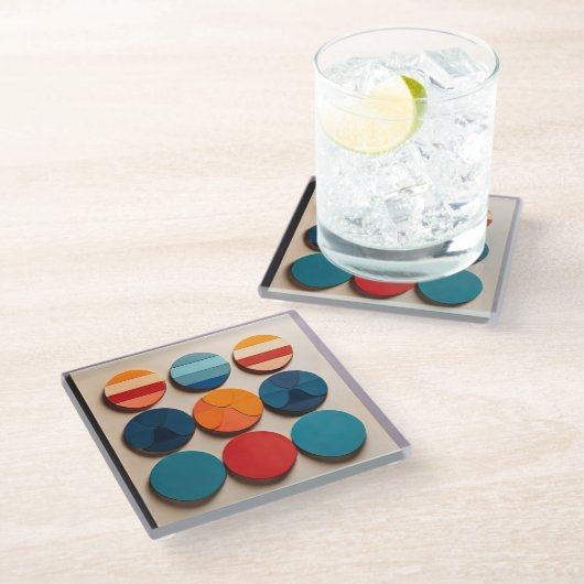 1モダン世紀の幾何学模様 ガラスコースター (アングル)