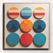 1モダン世紀の幾何学模様 ガラスコースター (正面)