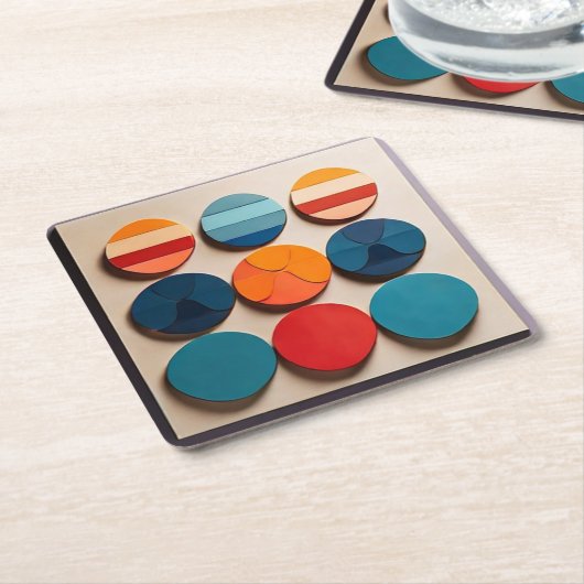 1モダン世紀の幾何学模様 スクエアペーパーコースター (アングル)