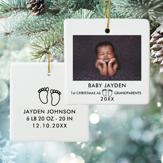 1モダン回目のクリスマス祖父母の写真 セラミックオーナメント