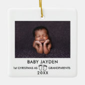 1モダン回目のクリスマス祖父母の写真 セラミックオーナメント (正面)