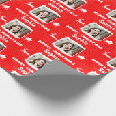 1モダン枚赤と白の写真メリークリスマス ラッピングペーパー (角)