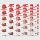 1モダン枚赤と白の写真メリークリスマス ラッピングペーパー (フラット)