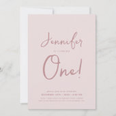 1モダン歳ミニマル生誕生日記文字赤面ピンク 招待状 (正面)