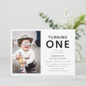 1モダン歳ミニマル誕生日フォトバースデーパーティー 招待状 (スタンド正面)