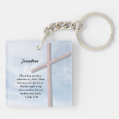 1ヨハネ3:1イエス・キリストは私たちのために彼の命を捨てた キーホルダー (裏面)