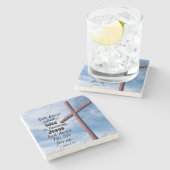 1ヨハネ3:1イエス・キリストは私たちのために彼の命を捨てた ストーンコースター (横)