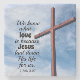 1ヨハネ3:1イエス・キリストは私たちのために彼の命を捨てた ストーンコースター