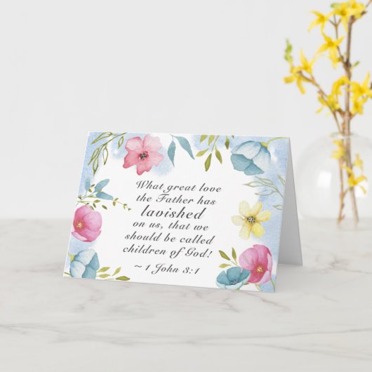 1ヨハネ3:1素晴らしは父が私たちに惜しみなく与えた カード (黄色い花)