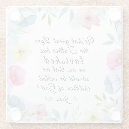 1ヨハネ3:1素晴らしは父が私たちに惜しみなく与えた ガラスコースター (裏面)