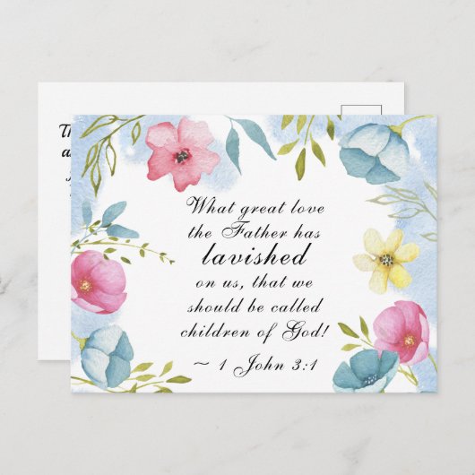 1ヨハネ3:1素晴らしは父が私たちに惜しみなく与えた ポストカード (正面/裏面)