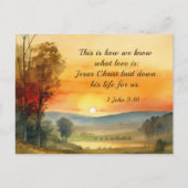 1ヨハネ3:16イエスは私たちのために命を捨てた ポストカード (正面)