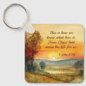 1ヨハネ3:16イエスは私たちの聖書のために彼の命を置いた キーホルダー (正面)