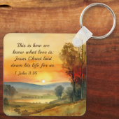 1ヨハネ3:16イエスは私たちの聖書のために彼の命を置いた キーホルダー (裏面)