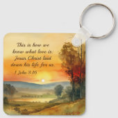 1ヨハネ3:16イエスは私たちの聖書のために彼の命を置いた キーホルダー (裏面)
