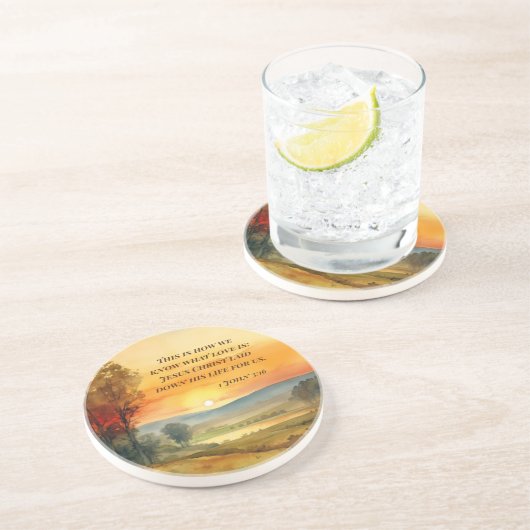 1ヨハネ3:16イエスは私たちの聖書のために彼の命を置いた コースター (側面)