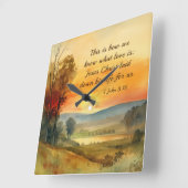 1ヨハネ3:16イエスは私たちの聖書のために彼の命を置いた スクエア壁時計 (傾斜)