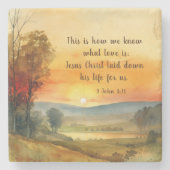 1ヨハネ3:16イエスは私たちの聖書のために彼の命を置いた ストーンコースター (正面)