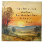 1ヨハネ3:16イエスは私たちの聖書のために彼の命を置いた タイル (正面)