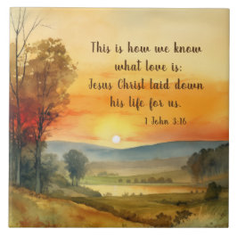 1ヨハネ3:16イエスは私たちの聖書のために彼の命を置いた タイル