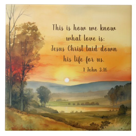 1ヨハネ3:16イエスは私たちの聖書のために彼の命を置いた タイル (正面)